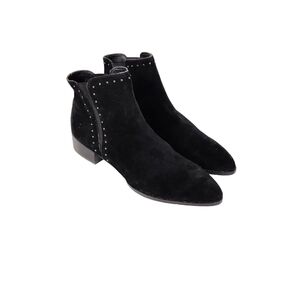 Donald Pliner Gavi Black Suede Leather Studded Ankle Boots Women's Size 8.5